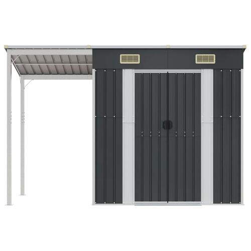 Haveskur med udvidet tag 277x110,5x181 cm stål antracitgrå