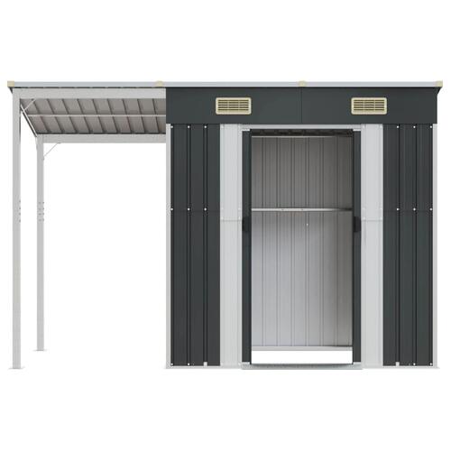 Haveskur med udvidet tag 277x110,5x181 cm stål antracitgrå