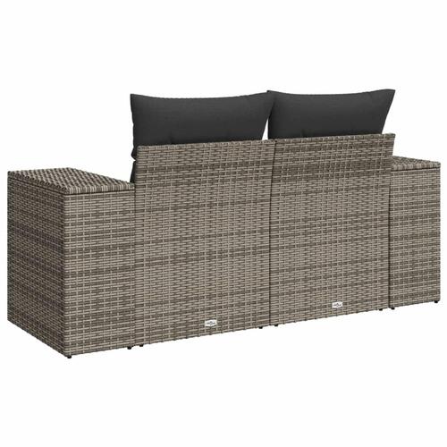 2-personers havesofa med hynder polyrattan grå