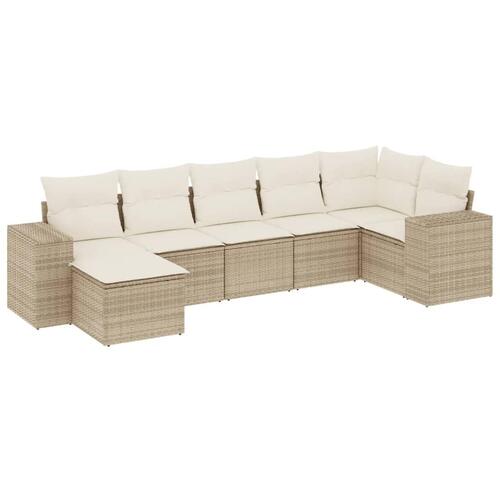 Sofasæt til haven 7 dele med hynder polyrattan beige