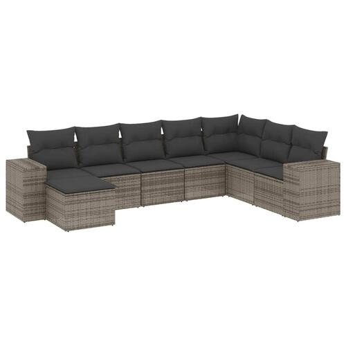Sofasæt til haven 8 dele med hynder polyrattan grå