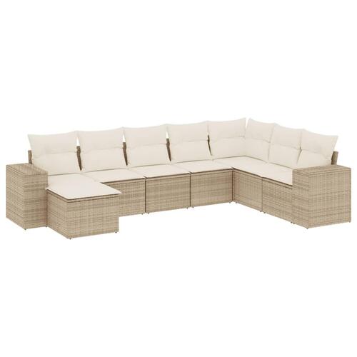 Sofasæt til haven 8 dele med hynder polyrattan beige