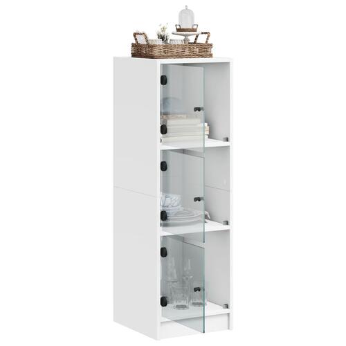 Skab med glaslåger 35x37x109 cm hvid