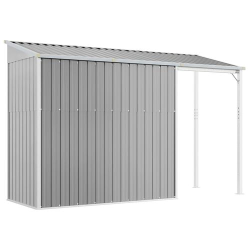 Haveskur med udvidet tag 277x110,5x181 cm stål lysegrå