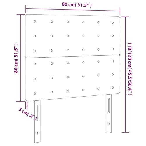 Sengegavl med LED-lys 80x5x118/128 cm stof lysegrå