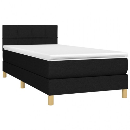 Kontinentalseng med madras 90×190 cm - stof, sort