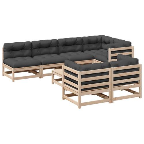 Sofasæt til haven 8 dele med hynder massivt fyrretræ