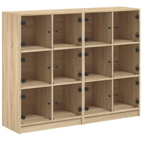 Bogreol med låger 136x37x109 cm konstrueret træ sonoma-eg