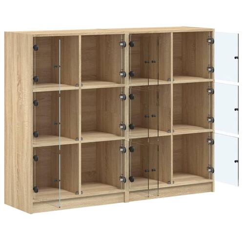 Bogreol med låger 136x37x109 cm konstrueret træ sonoma-eg