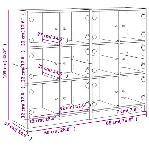 Bogreol med låger 136x37x109 cm konstrueret træ sonoma-eg