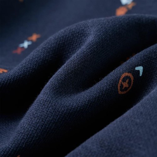 Sweatshirt til børn str. 92 - mørk blåmeleret med dyremotiv