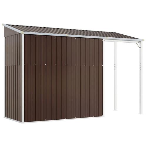 Haveskur med udvidet tag 277x110,5x181 cm stål brun