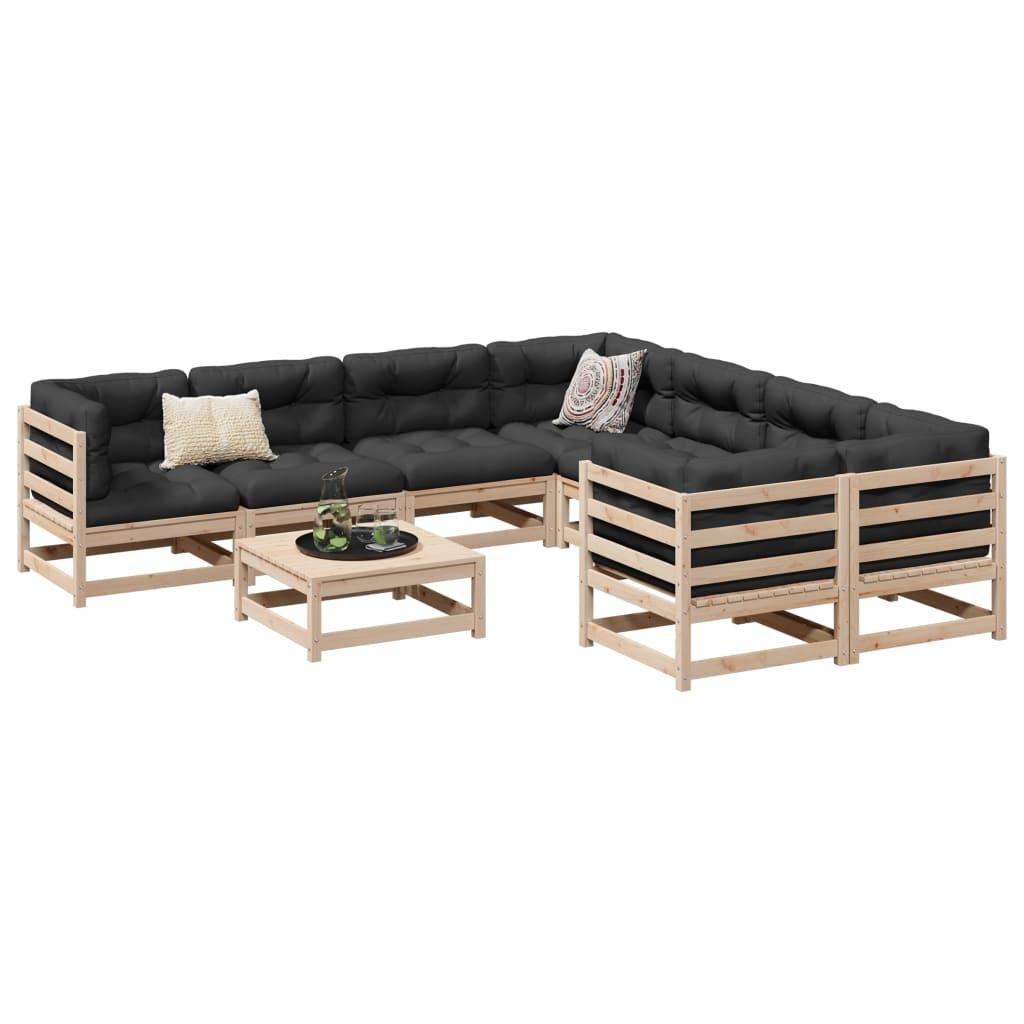Sofasæt til haven 9 dele massivt fyrretræ
