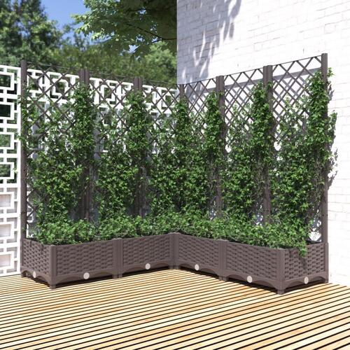 Plantekasse med espalier 120x120x121,5 cm PP brun