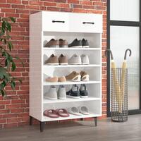 Skoskab 60x35x105 cm konstrueret træ hvid højglans