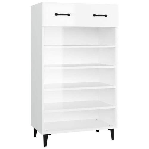 Skoskab 60x35x105 cm konstrueret træ hvid højglans
