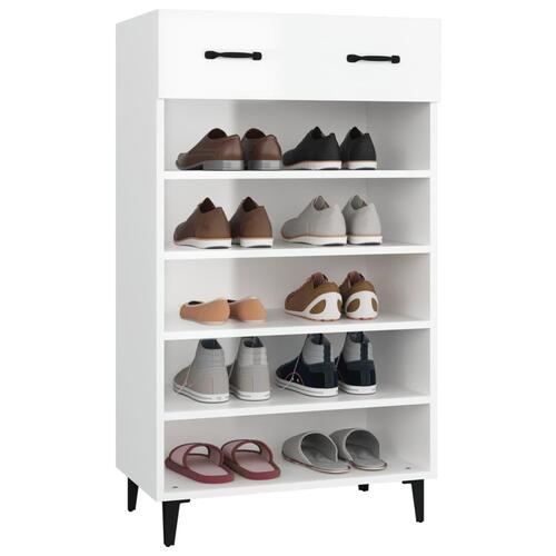 Skoskab 60x35x105 cm konstrueret træ hvid højglans