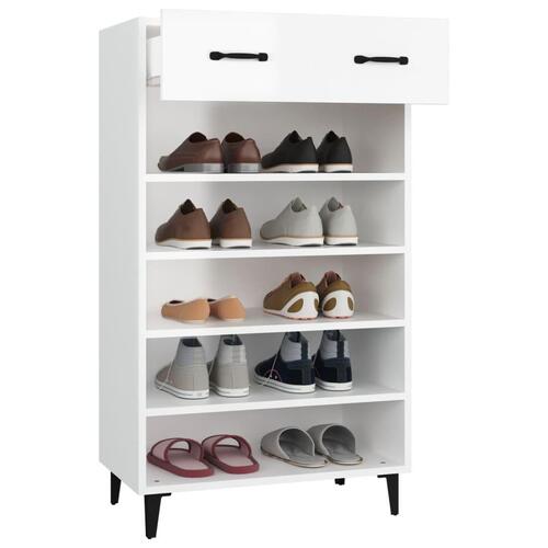 Skoskab 60x35x105 cm konstrueret træ hvid højglans