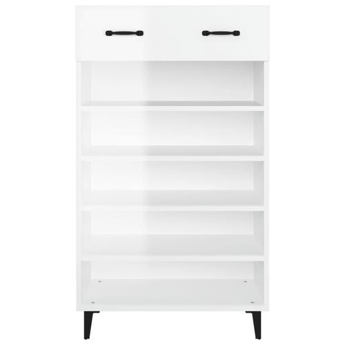 Skoskab 60x35x105 cm konstrueret træ hvid højglans