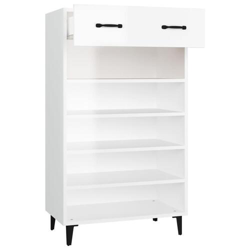 Skoskab 60x35x105 cm konstrueret træ hvid højglans