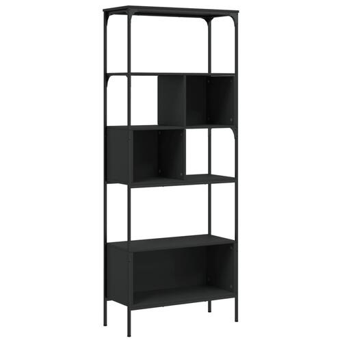 Bogreol med 5 hylder 76x33x188,5 cm konstrueret træ sort