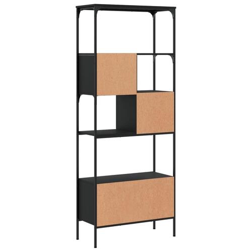 Bogreol med 5 hylder 76x33x188,5 cm konstrueret træ sort