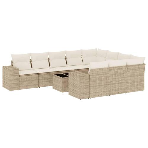 Sofasæt til haven 11 dele med hynder polyrattan beige