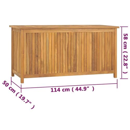 Opbevaringsboks til haven 114x50x58 cm massivt teaktræ