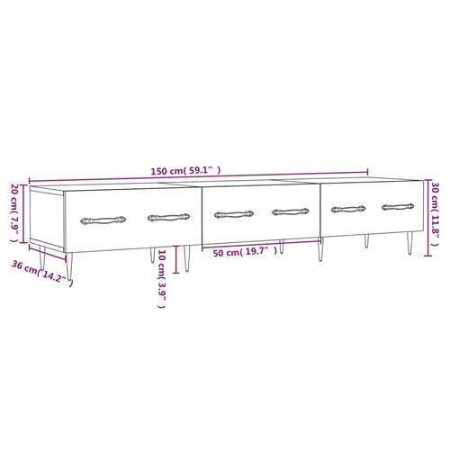 Tv-bord 150x36x30 cm konstrueret træ sonoma-eg
