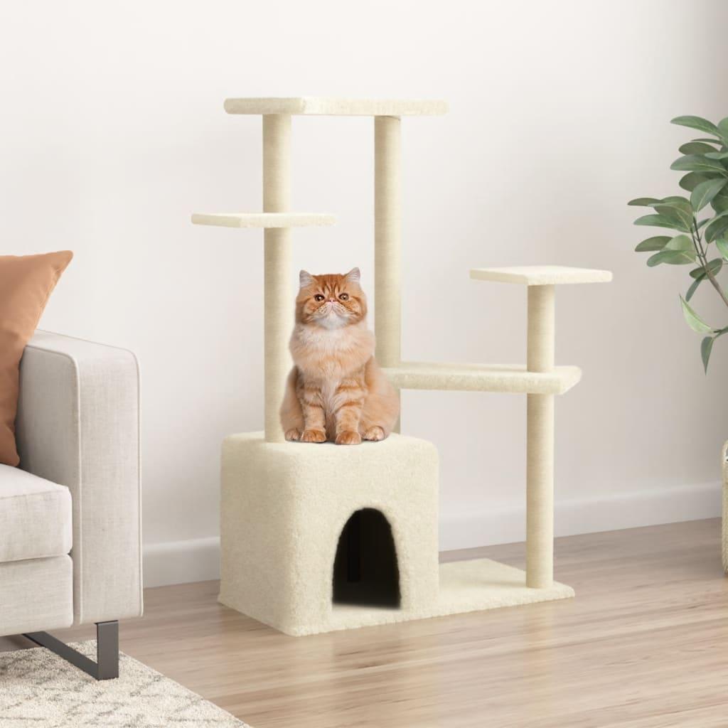 Kradsetræ med sisalstolper 107,5 cm cremefarvet