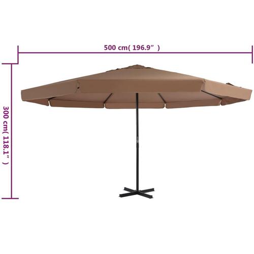 Udendørs parasol med aluminiumsstang 500 cm gråbrun
