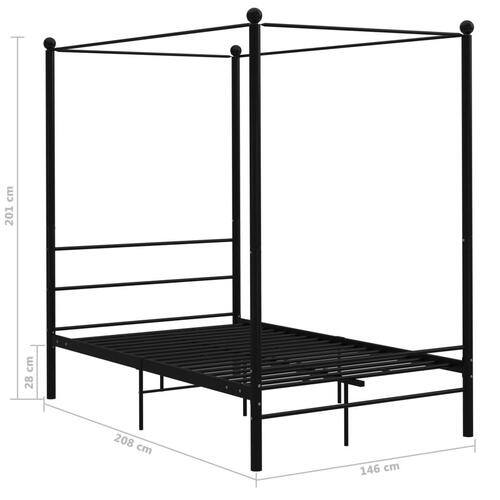 Sengestel til himmelseng 140x200 cm metal sort