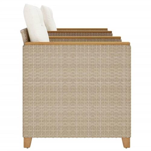 Bistrosæt 3 dele med hynder polyrattan og akacietræ beige