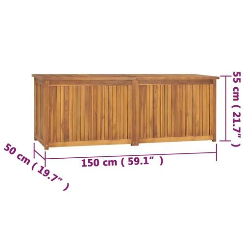Opbevaringsboks til haven 150x50x55 cm massivt teaktræ