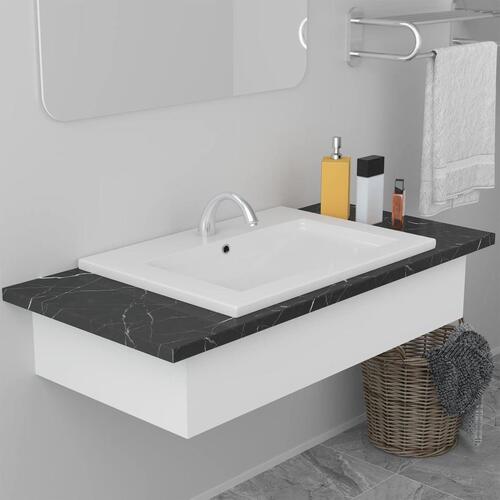 Indbygget håndvask 61x39,5x18,5 cm keramisk hvid