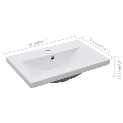 Indbygget håndvask 61x39,5x18,5 cm keramisk hvid