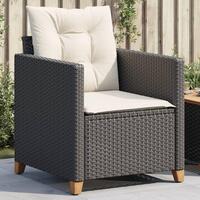 Havestol med hynder polyrattan sort