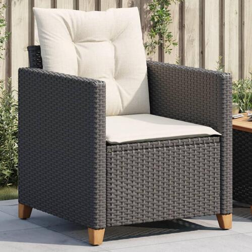 Havestol med hynder polyrattan sort