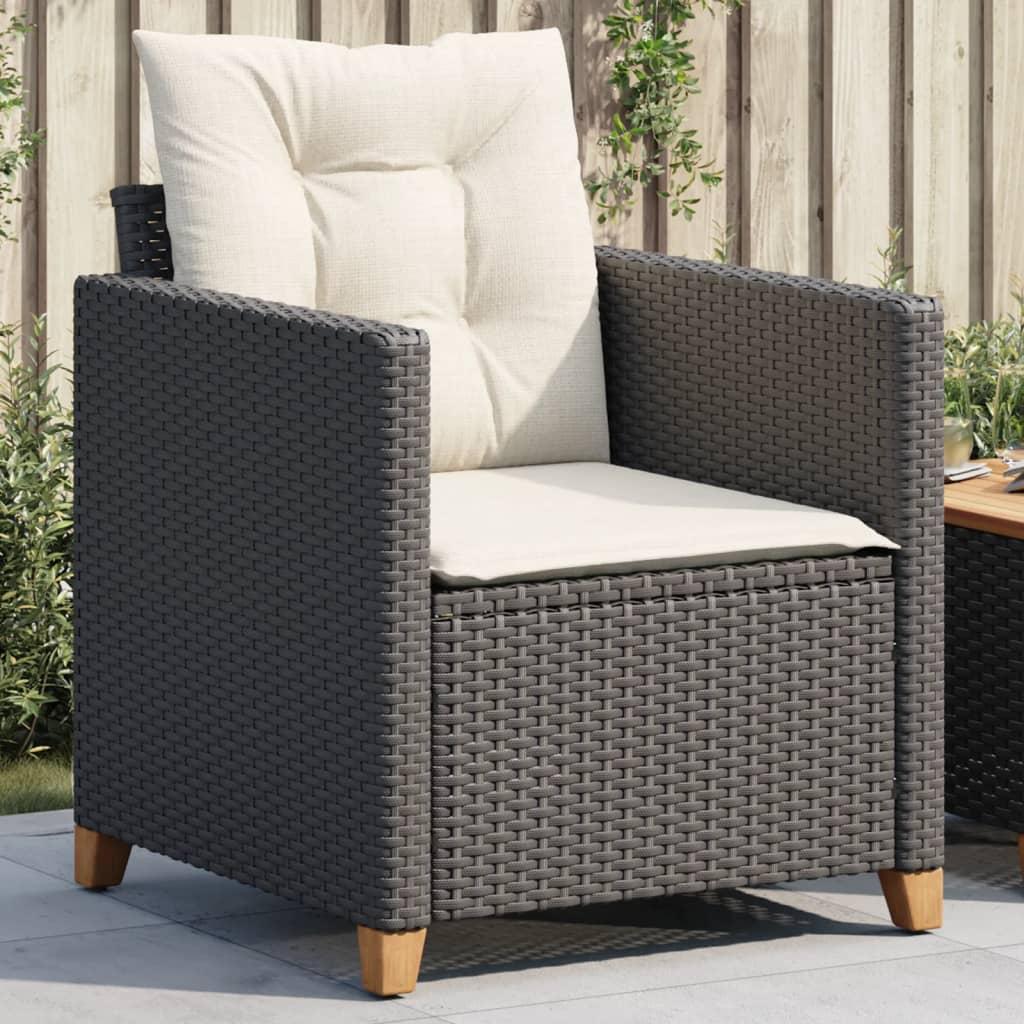 Havestol med hynder polyrattan sort