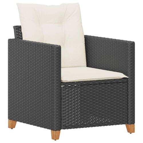 Havestol med hynder polyrattan sort