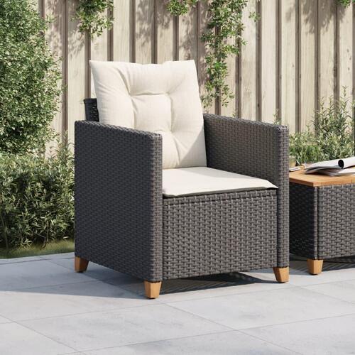 Havestol med hynder polyrattan sort