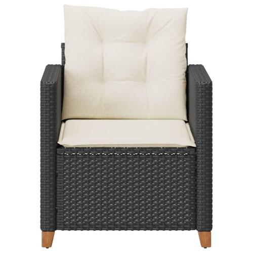 Havestol med hynder polyrattan sort
