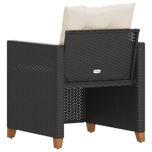 Havestol med hynder polyrattan sort