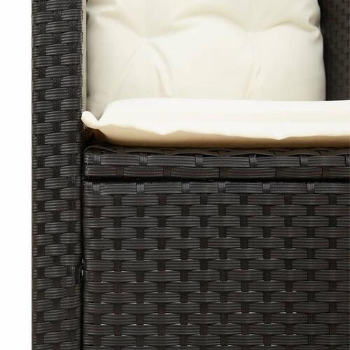 Havestol med hynder polyrattan sort