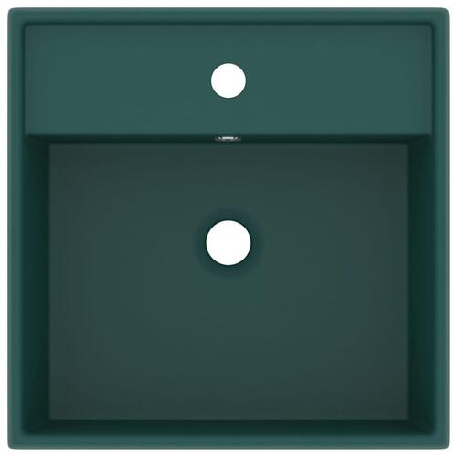 Luksus håndvask overløb 41x41cm keramik firkantet mat mørkegrøn
