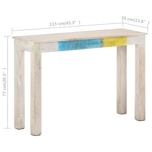 Konsolbord 115x35x77 cm ru mangotræ hvid