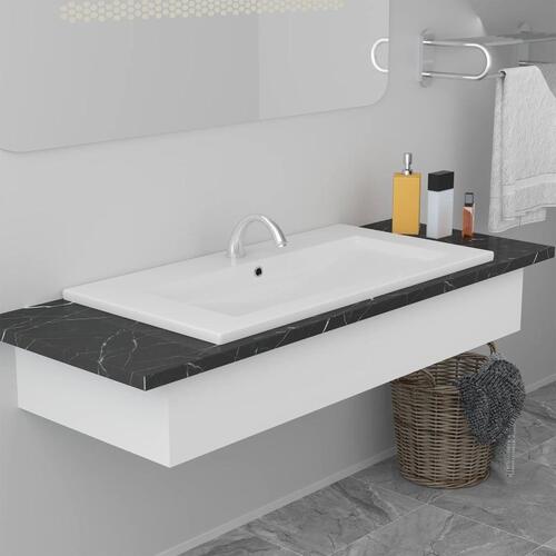Indbygget håndvask 81x39,5x18,5 cm keramisk hvid