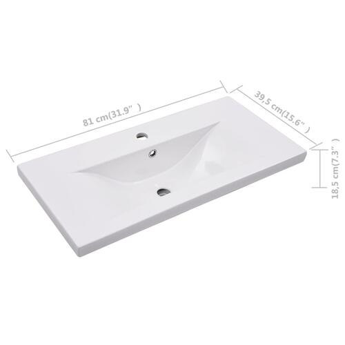 Indbygget håndvask 81x39,5x18,5 cm keramisk hvid