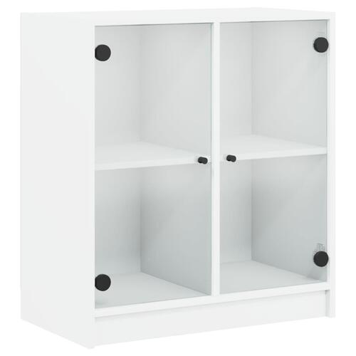 Skab med glaslåger 68x37x75,5 cm hvid