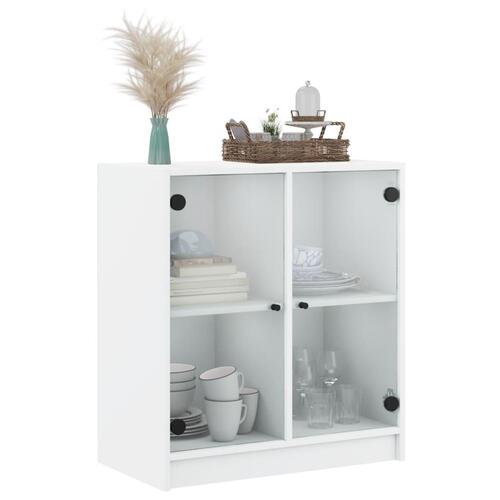 Skab med glaslåger 68x37x75,5 cm hvid